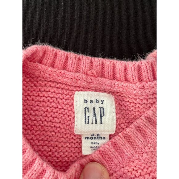 ~ BabGap 3-6 mo 1-piece Sweater Knit Romper Pink Cream Long Pockets 100% Cotton - Picture 9 of 11